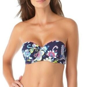 Anne Cole Bikini Top Women‎ 36B/34C Bandeau Holiday Paisley Colorful Padded NWT